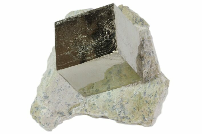 Natural Pyrite Cube In Rock From Spain #82091